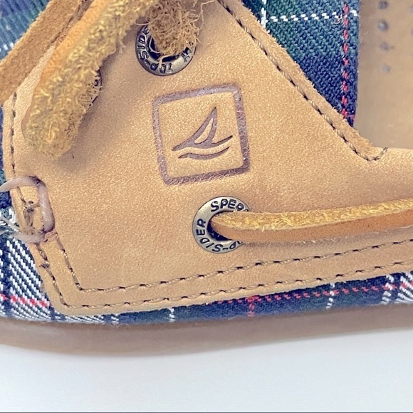 Sperry Top-Sider A/O 2 Eye Plaid Boat Shoe | Blue Green | Size 6.5M - Picture 7 of 8